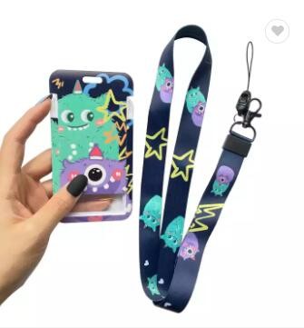 Custom Thermal Transfer Lanyard Card Holder Student Card Badge Cartoon PVC Work Card Holder / 2