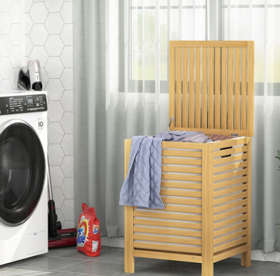 2 segment detachable lining bag to separate laundry basket classification storage box bamboo laundry / 2