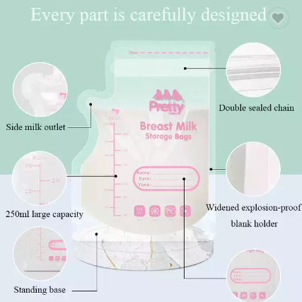 Pretty baby breast pump parts bag reusable breast milk bag breast milk storage bag / 2