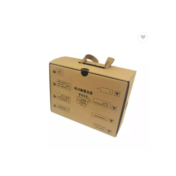 Custom Logo Brown Printed Corrugated Shipping Shoe Packaging Kraft Paper Box with Rope Handle / 3