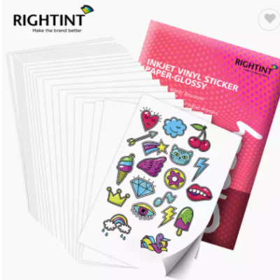 Rightint inkjet printable white self adhesive PP sticker vinyl glossy sticker paper waterproof