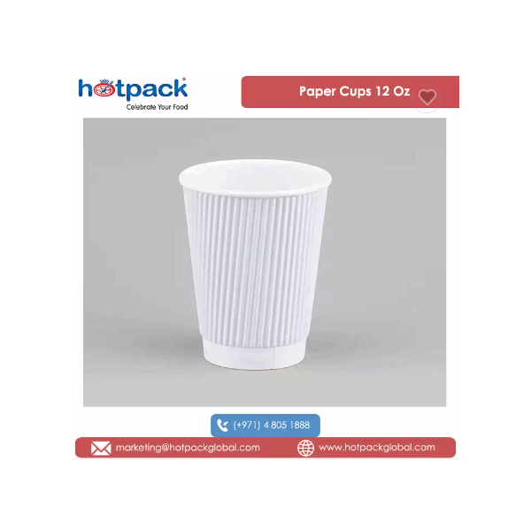 Direct Factory Supply Wholesale Selling White Ripple Wall 12 Oz Capacity Disposable Paper Cups for H / 1