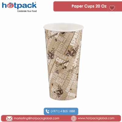 UAE Manufacturer & Exporter Selling Top Notch Quality Printed Single Wall 20 Oz Capacity Recyclable