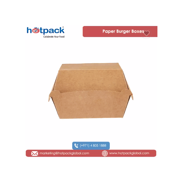 100% Recyclable Quality Takeaways Kraft Flute Material Made Paper Burger Boxes for Food Packaging at / 3