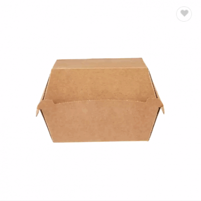 100% Recyclable Quality Takeaways Kraft Flute Material Made Paper Burger Boxes for Food Packaging at