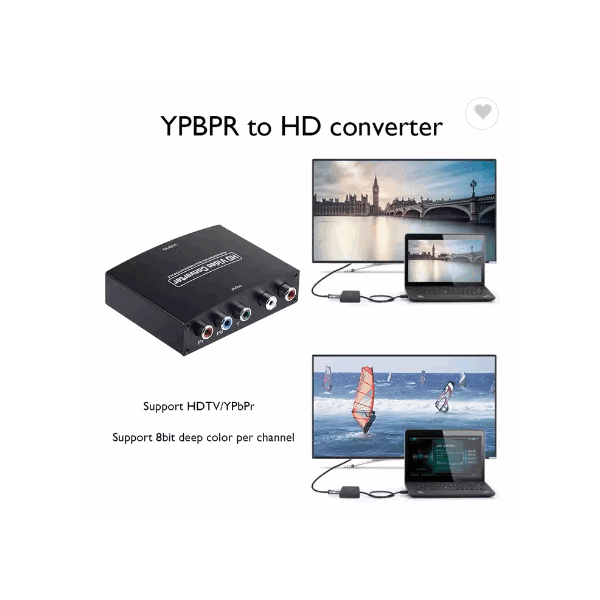 YPbPr R/L to HDTV Compatible Converter 1080P R/L Audio Office Converter Adapter TV PC for DVD HDTV M / 5