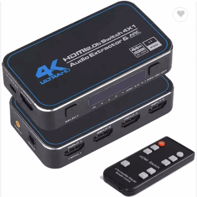 4-Port 4K@60Hz HDMI Switcher Box Selector Audio Extractor Splitter with IR Wireless Remote hdmi swit