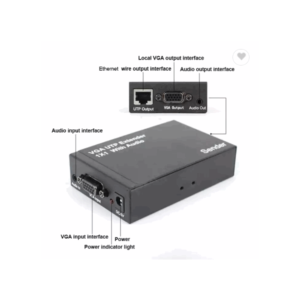 HD 1080p 300m VGA Utp Extender 1x1 with Audio converter up to 1000ft for HDTV Notebook / 6