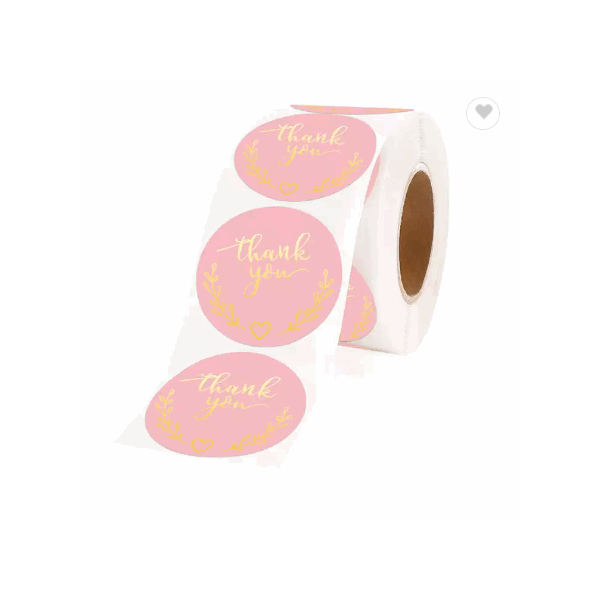 Custom logo sticker label gold metal printing thank you self adhesive waterproof vinyl stickers logo / 3
