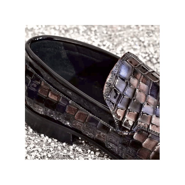 New Design Moccasins for Men - Genuine Leather Shoes with Glass Effect print on Men Shoes Leather - / 2