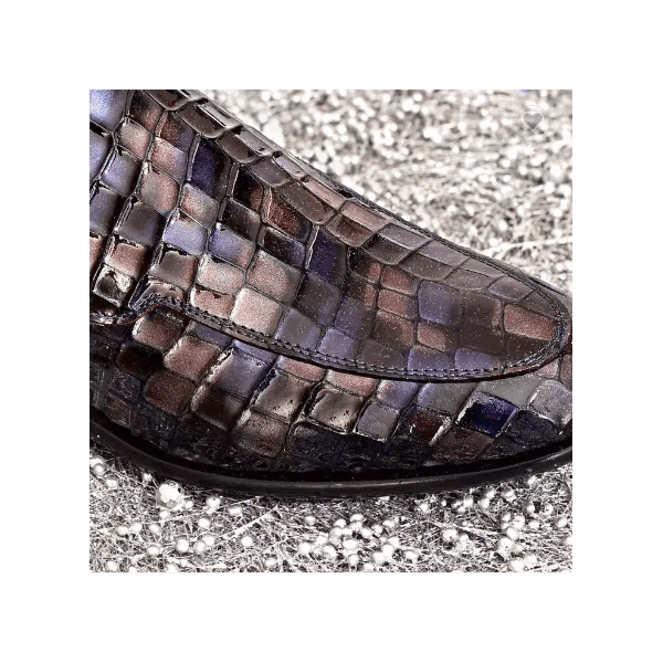 New Design Moccasins for Men - Genuine Leather Shoes with Glass Effect print on Men Shoes Leather - / 3