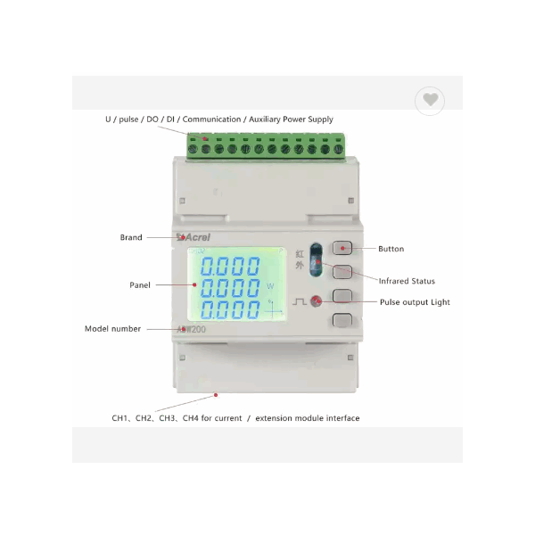 Acrel 220V 400A 4 Circuits AC Three Phase Kwh Meter Come With 12 Split Type CTs measuring kWh kVarh  / 3