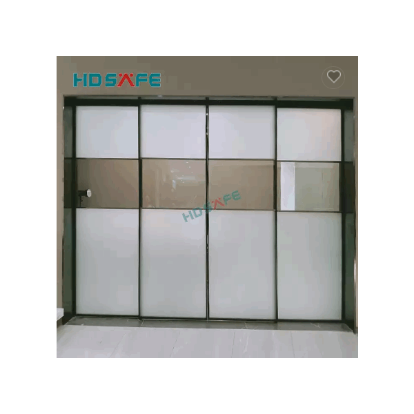 French office 8mm frosted glass sliding door 4 panels black frame aluminum soft closing interior sli / 6