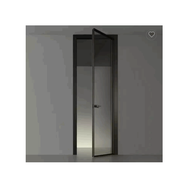 Hotel interior black frame bathroom 8mm glass bedroom casement door house modern single flush swing  / 4