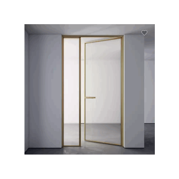 Hotel interior black frame bathroom 8mm glass bedroom casement door house modern single flush swing  / 5