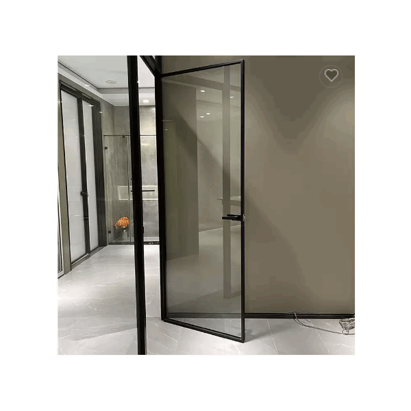 HDSAFE security single double aluminum slim frame flush door system hidden hinge pivot glass casemen / 2