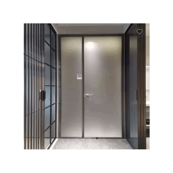 HDSAFE security single double aluminum slim frame flush door system hidden hinge pivot glass casemen / 3