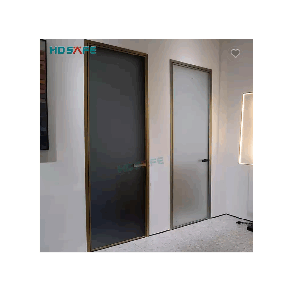 HDSAFE security single double aluminum slim frame flush door system hidden hinge pivot glass casemen / 6