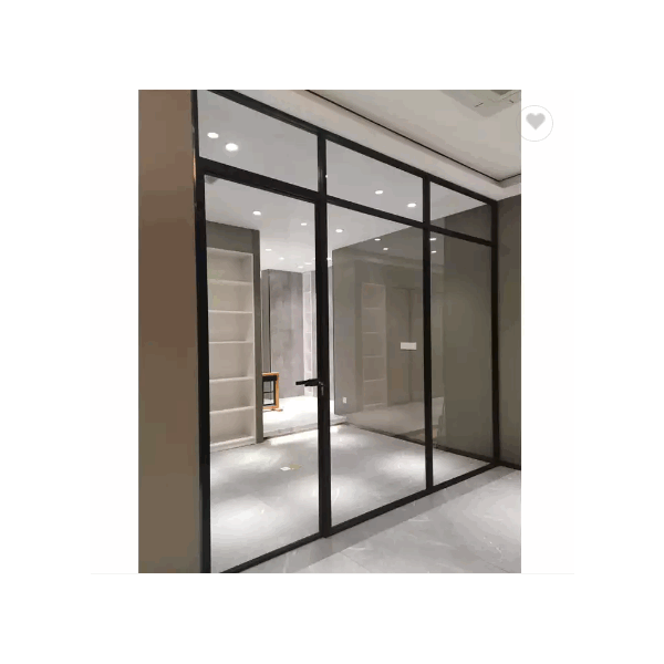 Complete office system security door 8 mm tempered glass aluminum frame glass full height office par / 4