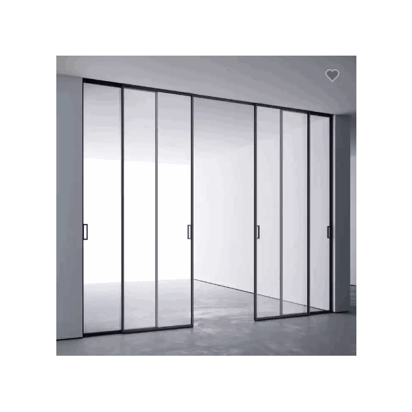 glass sliding door 4 panel aluminium slim frame kitchen living room bedroom glass door black soft cl / 2