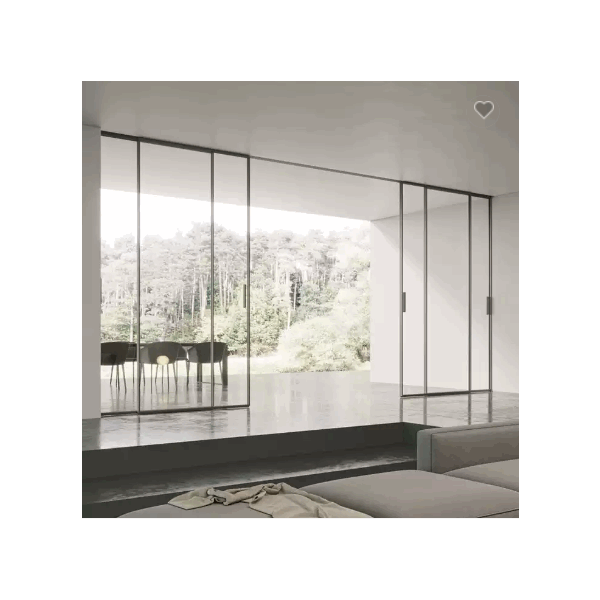 glass sliding door 4 panel aluminium slim frame kitchen living room bedroom glass door black soft cl / 3