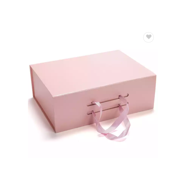 Custom printed gift foldable flip-top box packaging boxes art paper with ribbon handles / 2