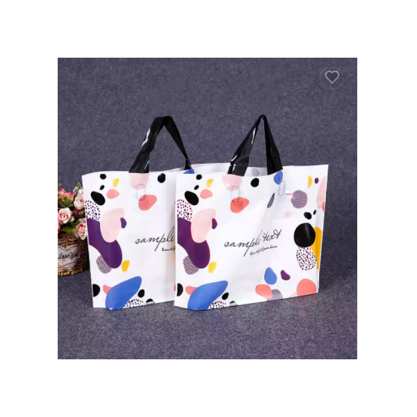 In Stock Clothing Packaging Bags Customized Logo Printing PE Plastic Tote Shopping Bag with Handle / 3