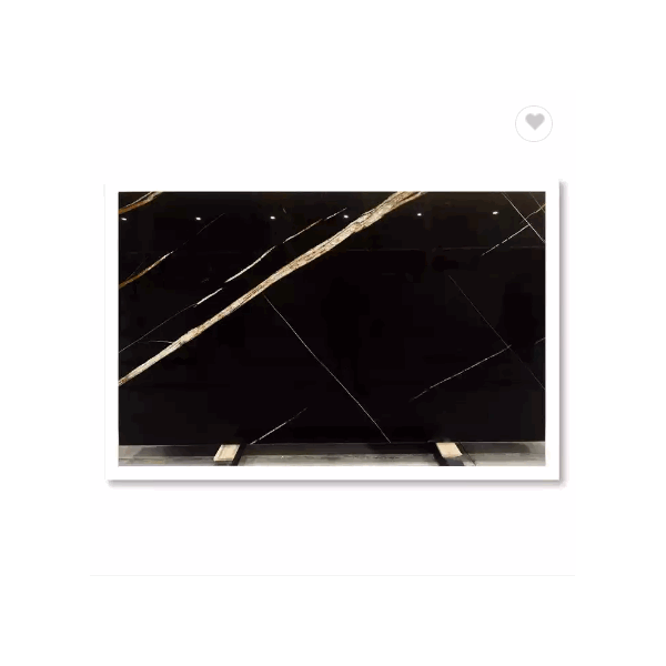 Natural Polished Marble Black Marble With Gold Veins Sahara Noir Marble Slabs / 1