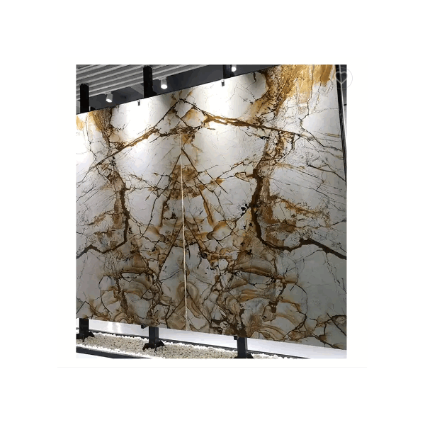 Luxury Natural Cristallo Quartzite Wall Decor Polished Open Book Matched Marble slab / 1