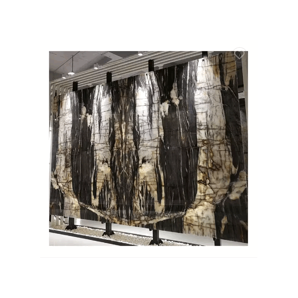 Luxury Natural Cristallo Quartzite Wall Decor Polished Open Book Matched Marble slab / 3