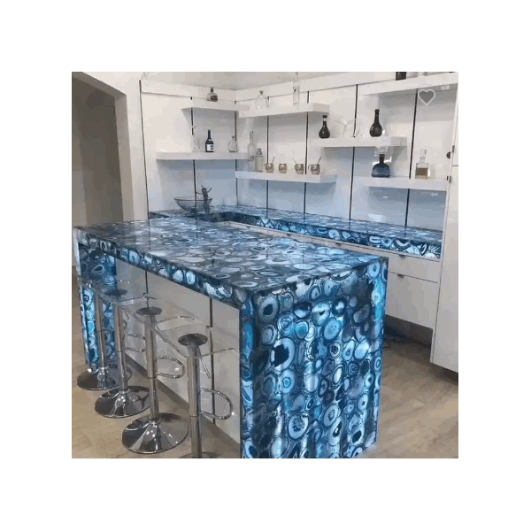 2022 New Design Agate Marble Kitchen Blue Agate Backlit Kitchen Counter Top / 5