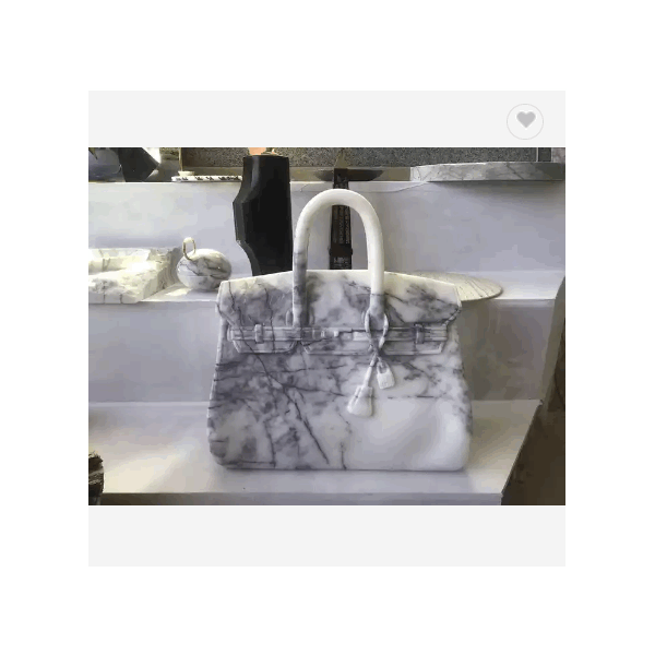 Minimalist Handbag Statue Show Pieces For Home Decoration Items Natural Milas lilac Marble Sculpture / 3