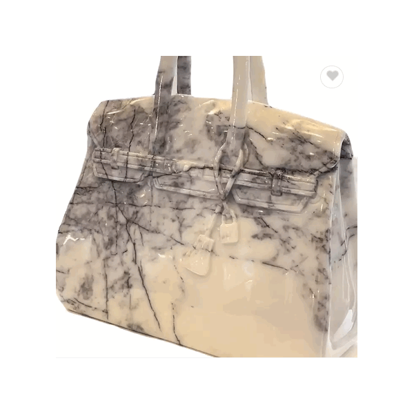 Minimalist Handbag Statue Show Pieces For Home Decoration Items Natural Milas lilac Marble Sculpture / 2