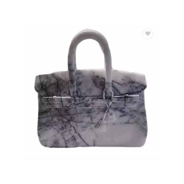 Minimalist Handbag Statue Show Pieces For Home Decoration Items Natural Milas lilac Marble Sculpture / 1