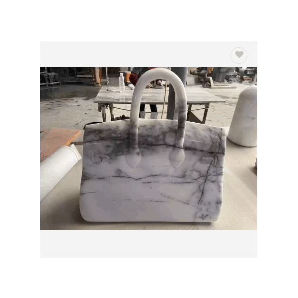 Minimalist Handbag Statue Show Pieces For Home Decoration Items Natural Milas lilac Marble Sculpture / 4