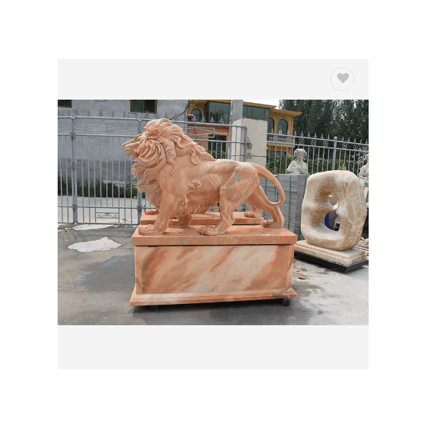 Western Style Large Outdoor Stone Lion Sculpture Natural Marble Lion Statue / 2