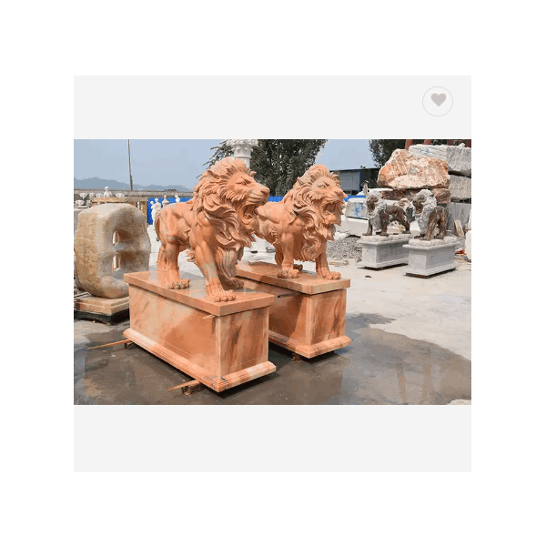 Western Style Large Outdoor Stone Lion Sculpture Natural Marble Lion Statue / 3