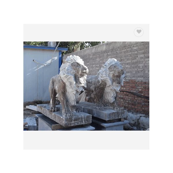 Western Style Large Outdoor Stone Lion Sculpture Natural Marble Lion Statue / 5