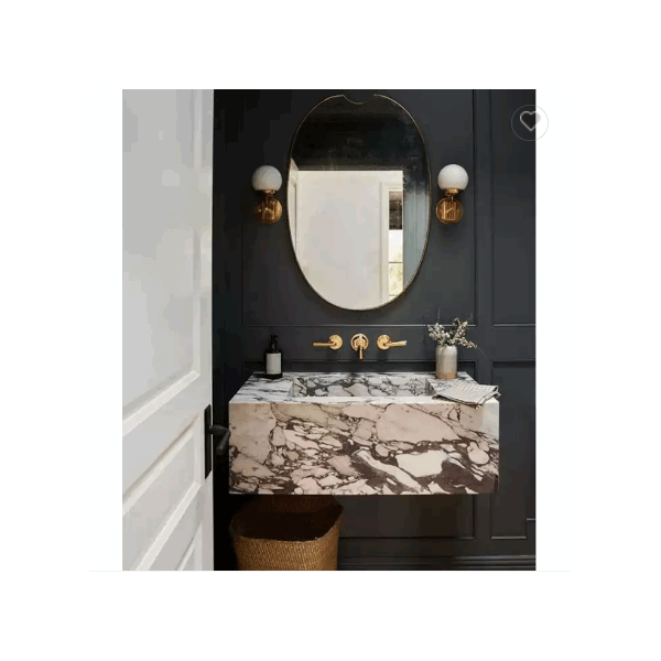 30 Inch Floating Bathroom Vanity With Single Sink Natural Marble Bathroom Floating Vanity / 6