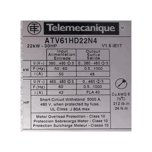 Variable Speed Frequency Drive ATV61HD22N4 Altivar 61 VFD Inverter / 3