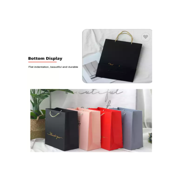 Luxury Wedding Gift Thank You bag Custom Hot Stamping Gold Logo Handle Packaging Shopping Paper Bags / 2