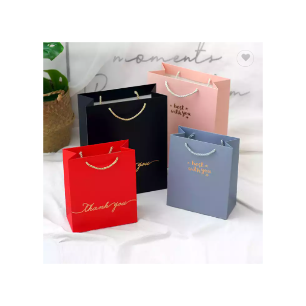 Luxury Wedding Gift Thank You bag Custom Hot Stamping Gold Logo Handle Packaging Shopping Paper Bags / 3