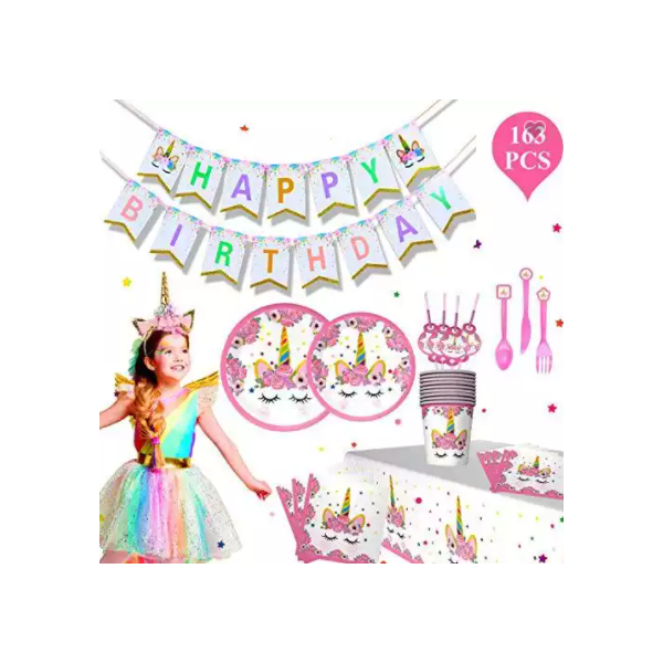 Unicorn Theme Disposable Party Paper Plates Home Decoration Set Kids Birthday Decorations Party Supp / 2