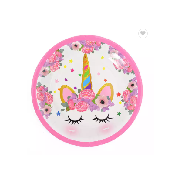 Unicorn Theme Disposable Party Paper Plates Home Decoration Set Kids Birthday Decorations Party Supp / 3