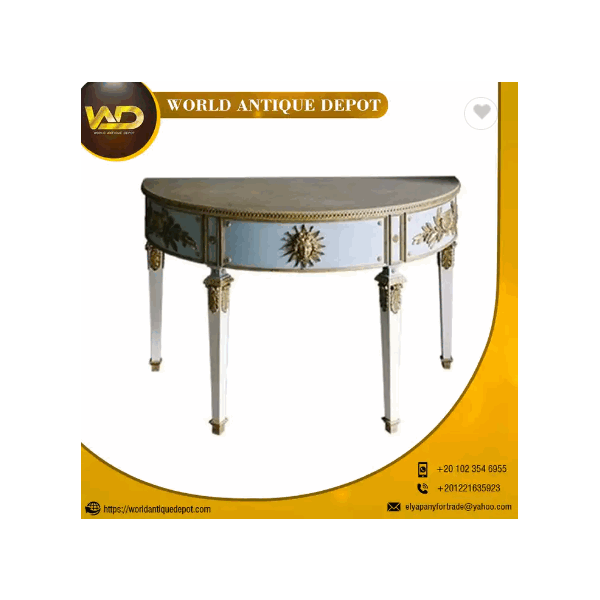 100% Best Quality Handcrafted Half Round Antique Style Console Table / 5