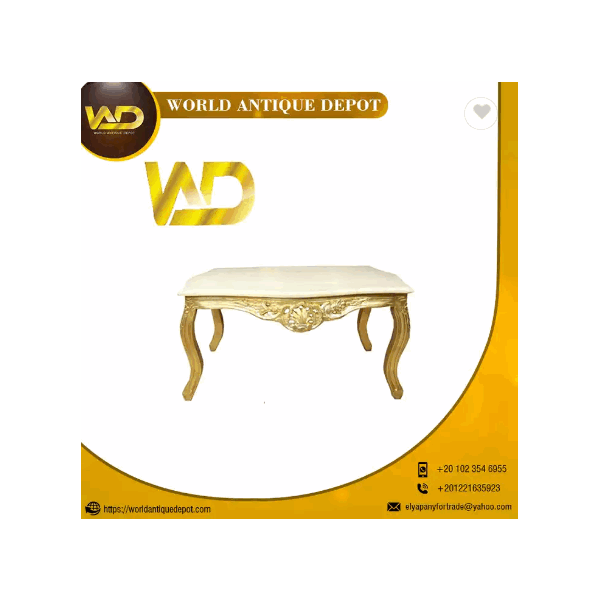 100% Best Quality Living room gold table with marble top antique style / 3