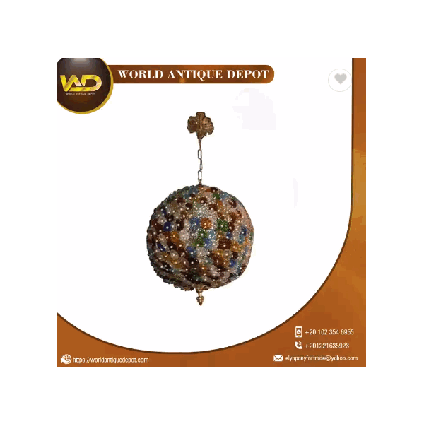 Hand Beaded Multi Color Flowers Globe Chandelier / 2