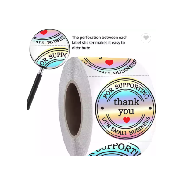 Thank You 1.5 inch Rainbow Labels Sticker Roll for Greeting Cards Flower Bouquets Gift Wraps Mailers / 3