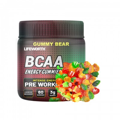 Lifeworth Vegan Leucine Isoleucine and Valine 2:1:1 BCAA gummies/gummy vitamins C to increase muscle