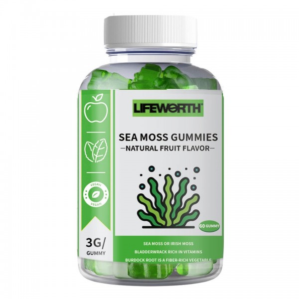 Lifeworth Private Label Dietary Supplement Organic Sugar Free Gel Gummy Candy Vegan Seamoss Gummies  / 3